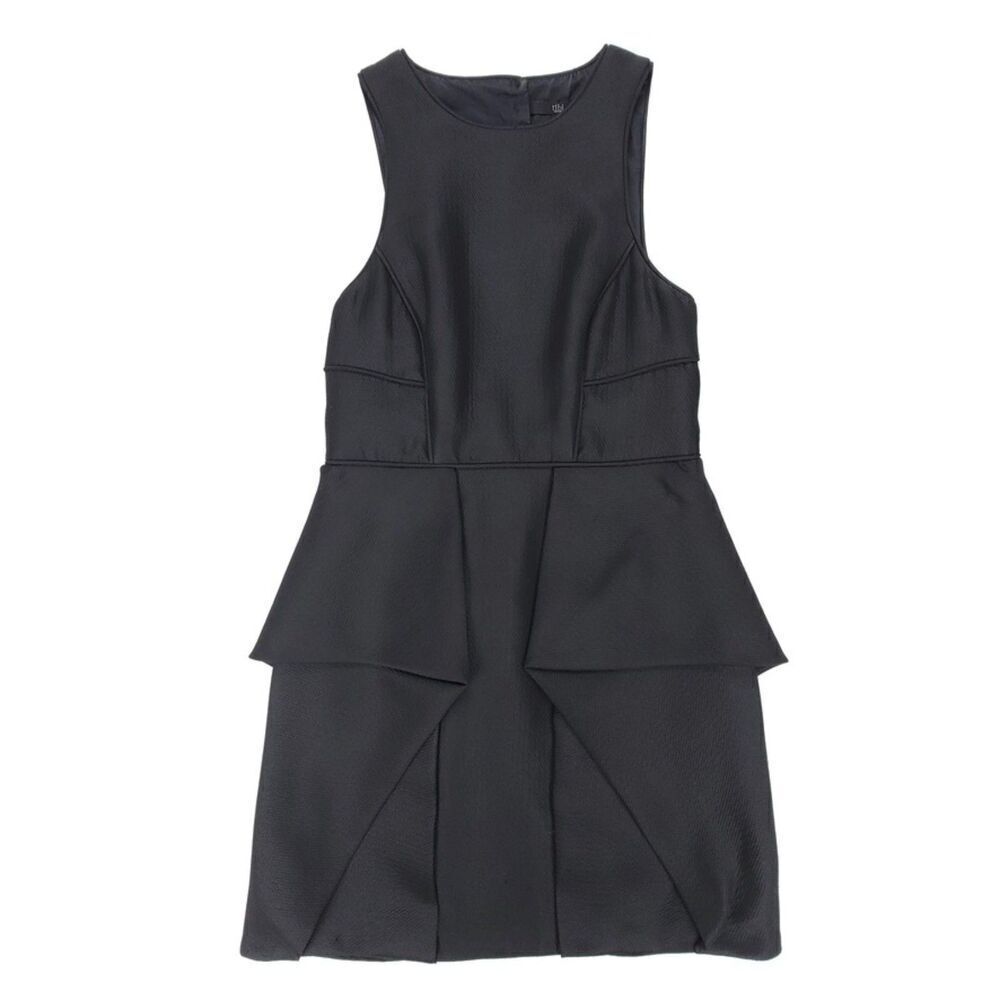 TIBI Simona Wool Jacquard Sleeveless Cut Out Origami Mini Dress 2 Black Minimal